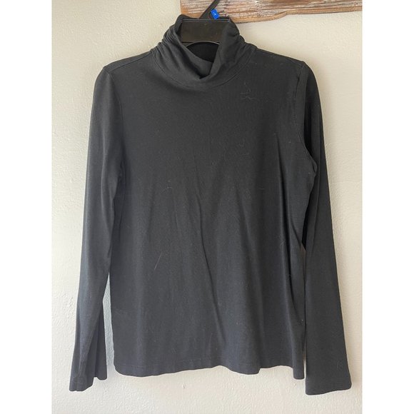 Women's Studio Works S/P Mock Neck Cotton Modal Black Solid Basic Staple L/S - Picture 2 of 6